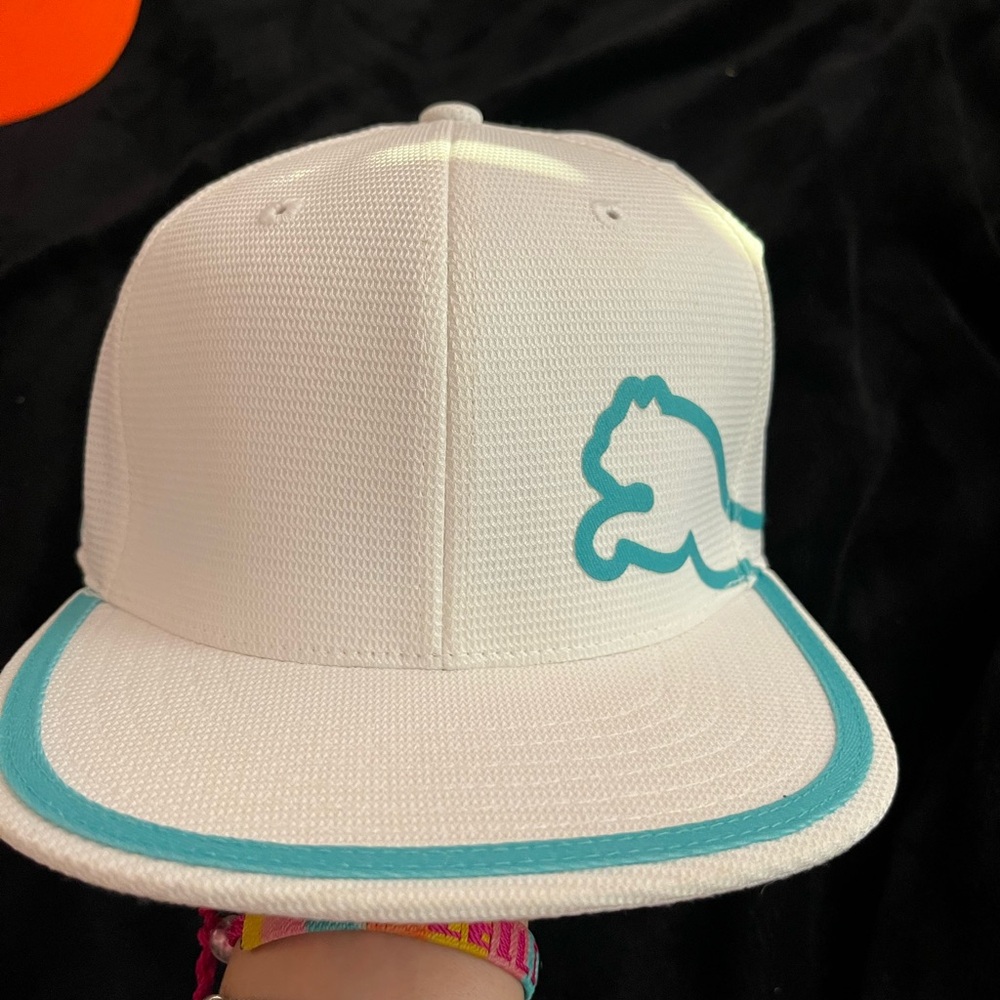 White Puma Cap with Teal Logo (Rickie Fowler Edition)